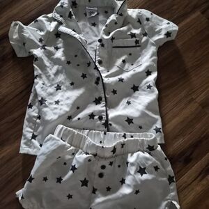 art class White and Black Star Print Kids Pajama Set